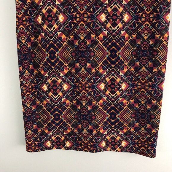 Lularoe Size XL Aztec Tribal Geometric Cassie Skirt Blue Orange Southwestern - Picture 3 of 10